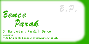 bence parak business card